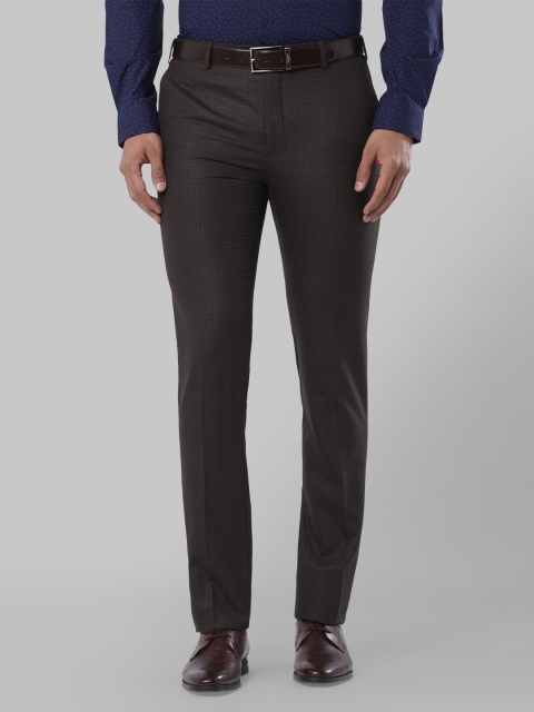 

Raymond Men Brown Slim Fit Checked Formal Trousers