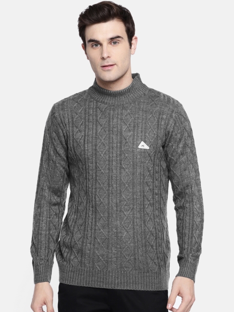 

Monte Carlo Men Grey Melange Self Design Sweater