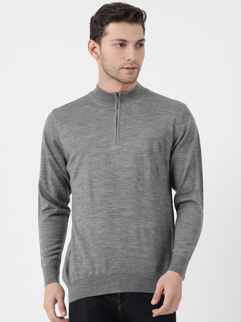 

Monte Carlo Men Grey Solid Pullover Sweater