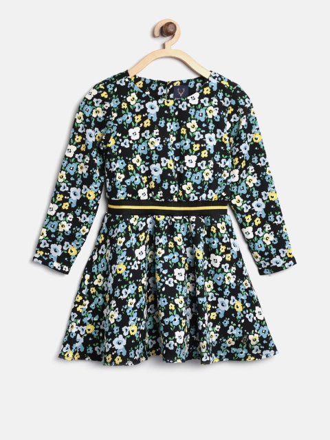 

Allen Solly Junior Girls Black & Blue Floral Print Fit & Flare Dress