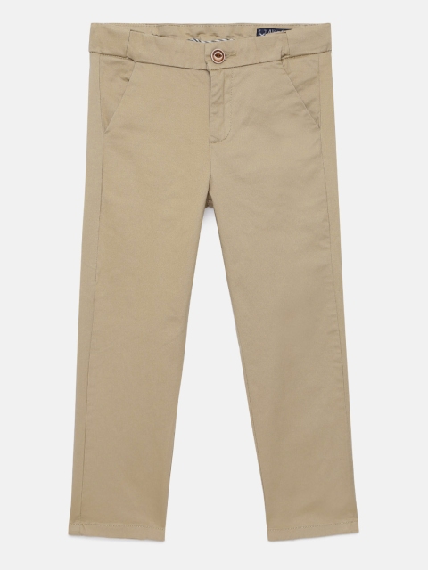 

Allen Solly Junior Boys Khaki Brown Slim Fit Solid Regular Trousers