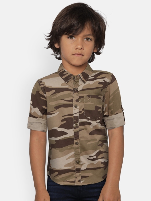 

Allen Solly Junior Boys Khaki Regular Fit Printed Casual Shirt