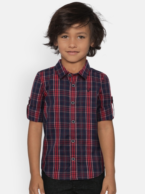 

Allen Solly Junior Boys Navy Blue & Red Regular Fit Checked Casual Shirt