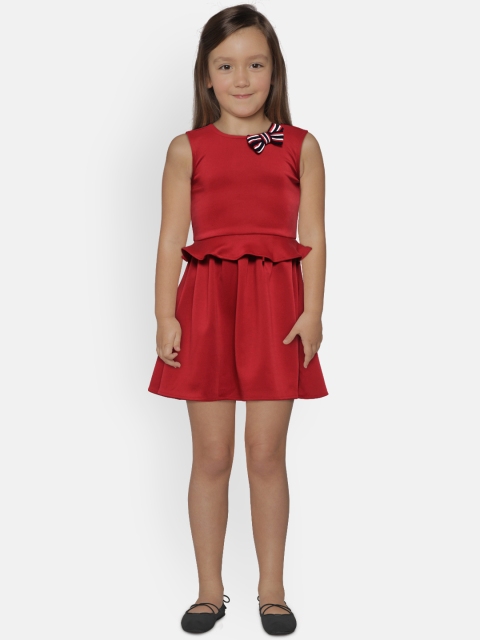 

Allen Solly Junior Girls Maroon Solid Fit & Flare Dress