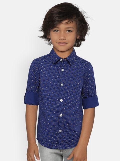 Allen Solly Junior Boys Blue Slim Fit Printed Casual Shirt