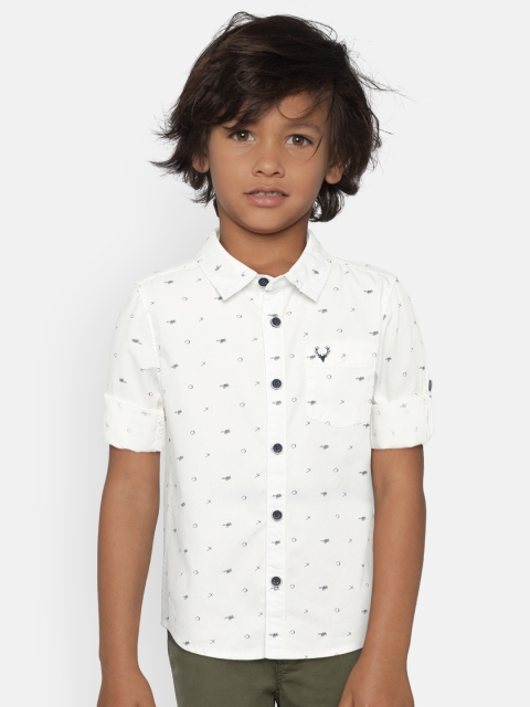 

Allen Solly Junior Boys White & Navy Blue Regular Fit Printed Casual Shirt
