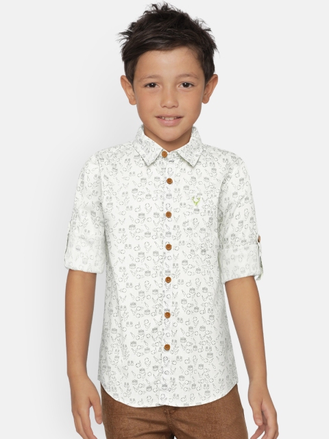 

Allen Solly Junior Boys Off-White Regular Fit Printed Casual Shirt