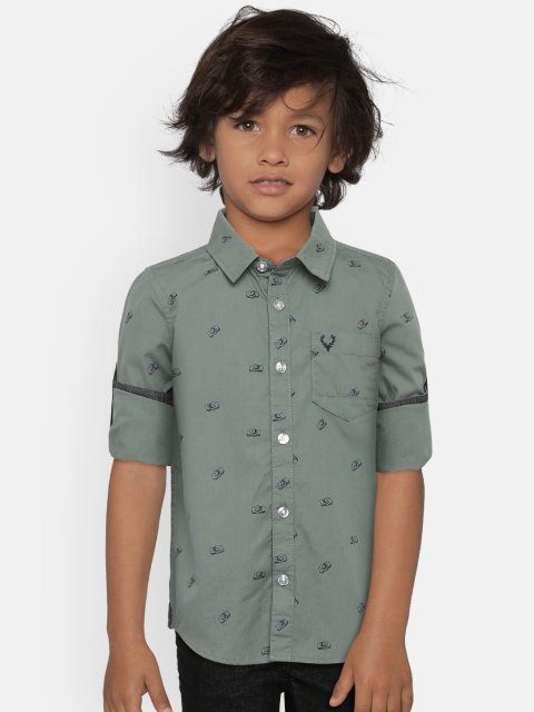 

Allen Solly Junior Boys Green Regular Fit Printed Casual Shirt