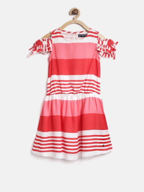 

Allen Solly Junior Girls Pink & Red Striped A-Line Dress