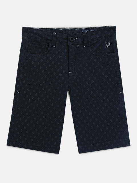 

Allen Solly Junior Boys Navy Blue Printed Regular Fit Shorts