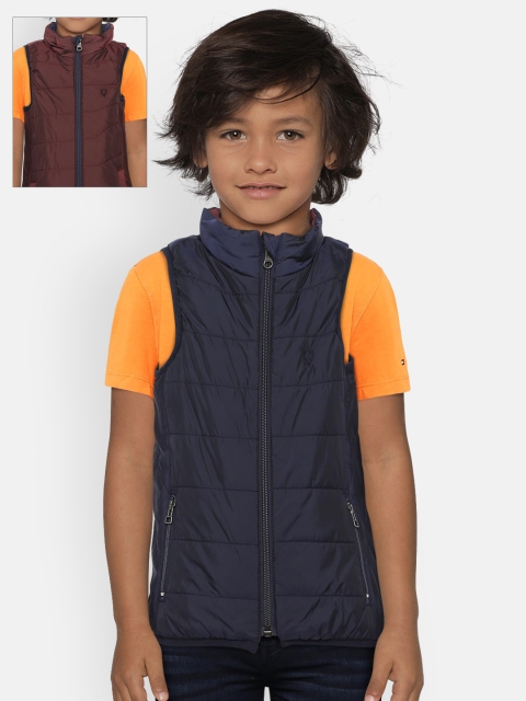 

Allen Solly Junior Boys Navy Blue & Brown Solid Reversible Jacket