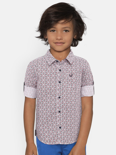 

Allen Solly Junior Boys Red & Navy Blue Regular Fit Printed Casual Shirt