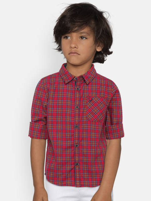

Allen Solly Junior Boys Red Regular Fit Checked Casual Shirt