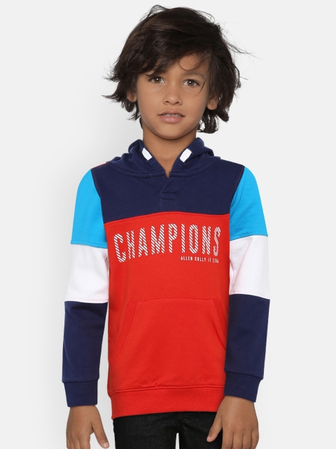 

Allen Solly Junior Boys Red & Blue Colourblocked Hooded Sweatshirt