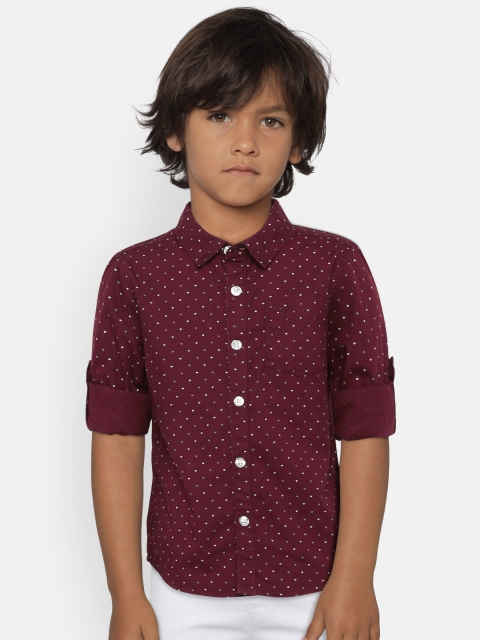 

Allen Solly Junior Boys Maroon Regular Fit Printed Casual Shirt