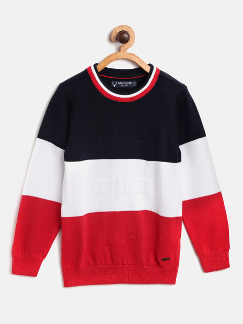 

Allen Solly Junior Boys Navy & White Colourblocked Sweater, Navy blue