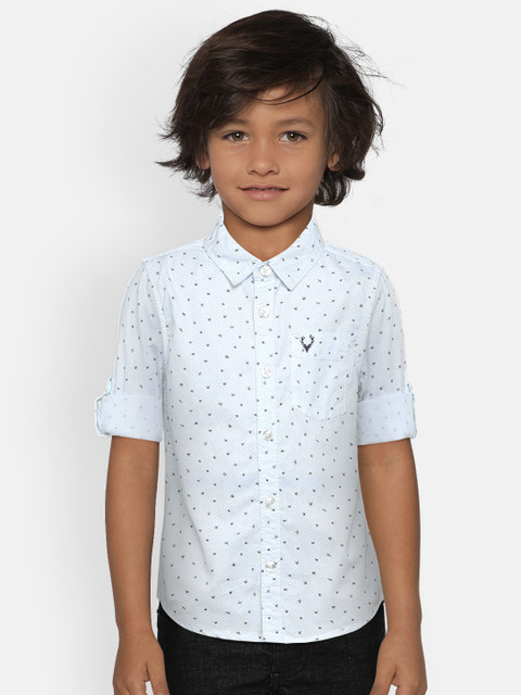 

Allen Solly Junior Boys Whie & Blue Regular Fit Printed Casual Shirt