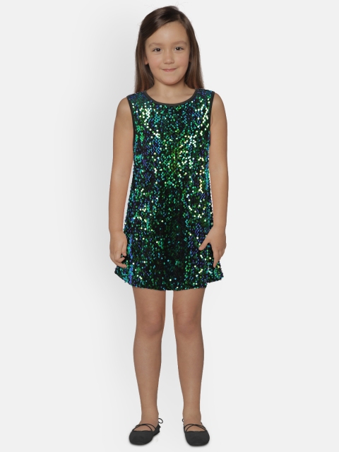 

Allen Solly Junior Girls Black & Green Sequinned A-Line Dress