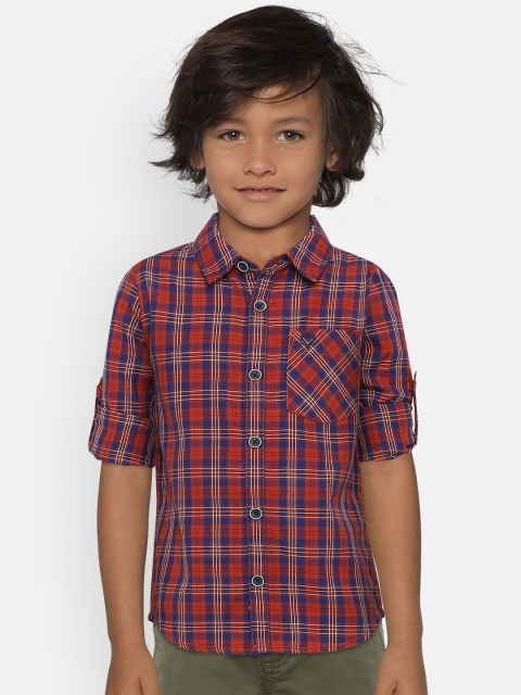 

Allen Solly Junior Boys Navy Blue & Red Regular Fit Checked Casual Shirt