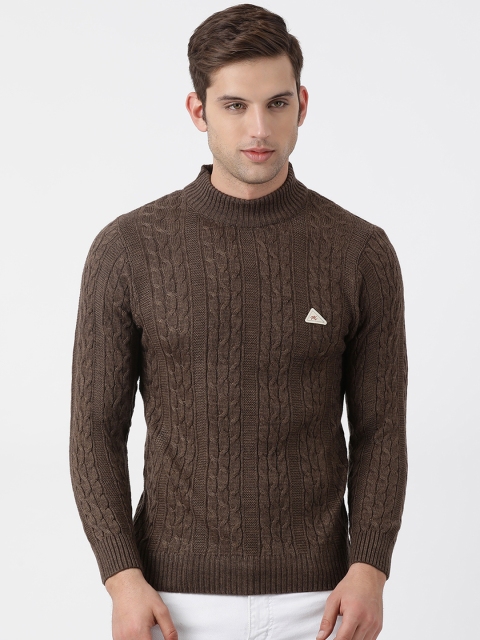 

Monte Carlo Men Brown Self Design Pullover Sweater