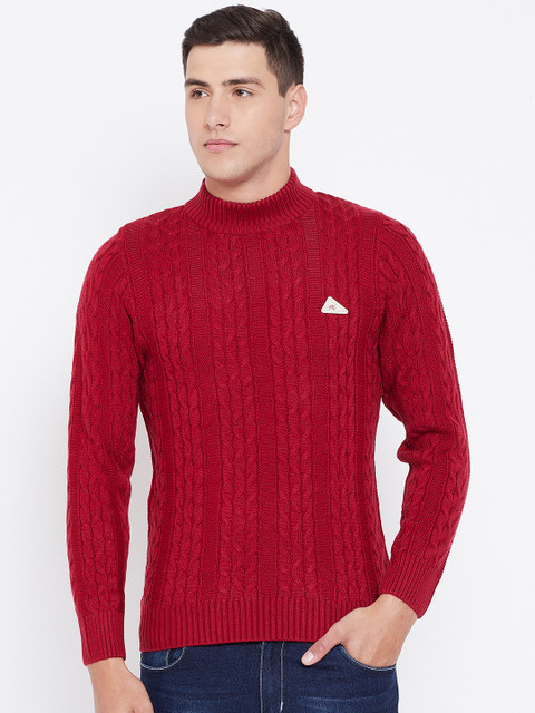 

Monte Carlo Men Red Cable Knit Sweater