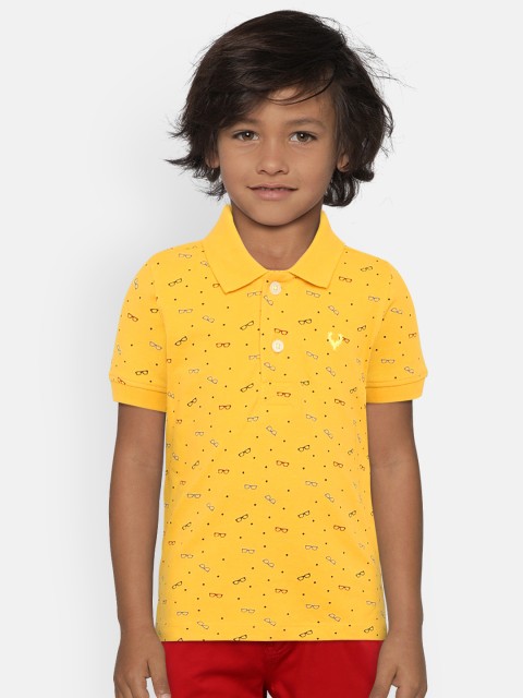 

Allen Solly Junior Boys Yellow & Red Printed Polo Collar T-shirt