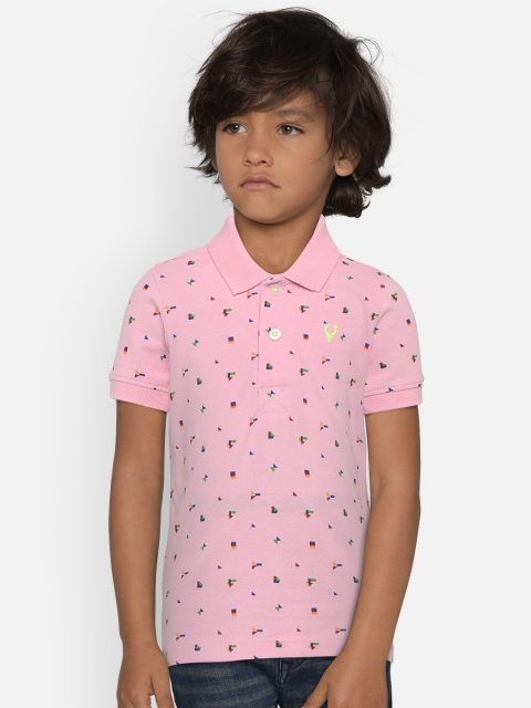 

Allen Solly Junior Boys Pink Printed Polo Collar T-shirt