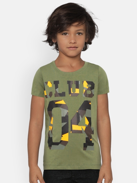 

Allen Solly Junior Boys Olive Green Printed Round Neck T-shirt