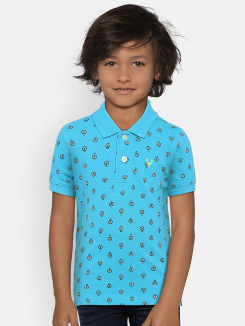 

Allen Solly Junior Boys Blue Printed Polo Collar T-shirt