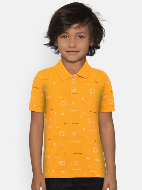 

Allen Solly Junior Boys Yellow Printed Polo Collar T-shirt