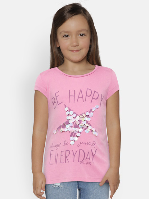 

Allen Solly Junior Girls Pink Printed Round Neck T-shirt