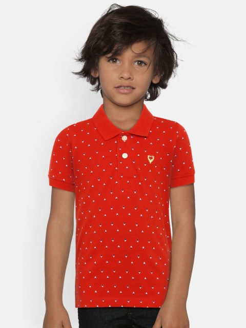 

Allen Solly Junior Boys Red & Navy Printed Polo Collar T-shirt