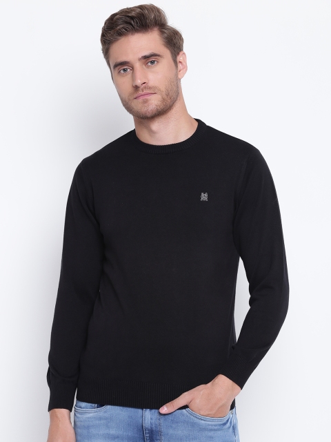 

Monte Carlo Men Black Compact Cotton Solid Sweater