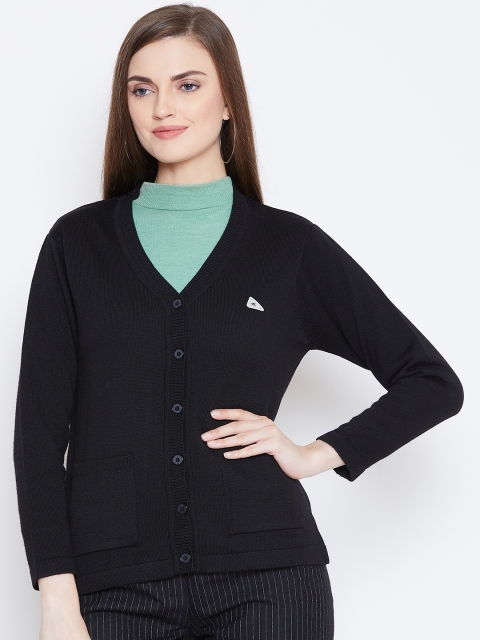 

Monte Carlo Women Black Woollen Solid Cardigan