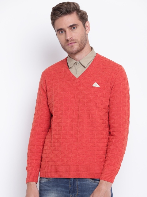 

Monte Carlo Men Orange Self Design Sweater