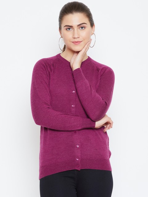

Monte Carlo Women Magenta Solid Cardigan