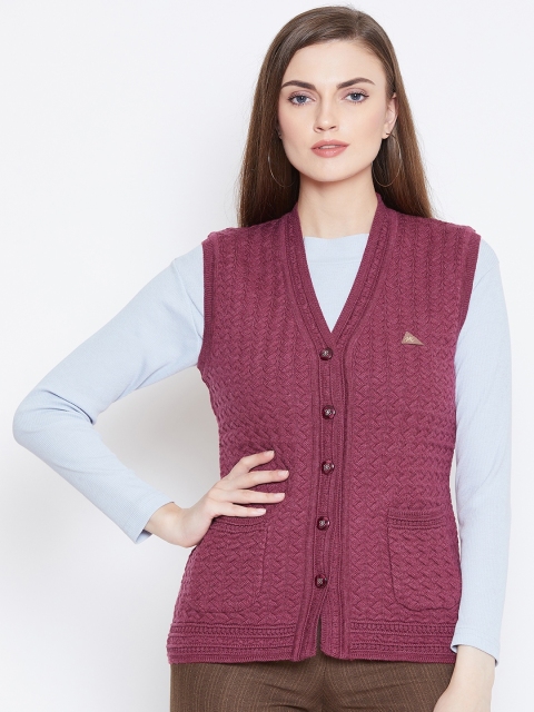 

Monte Carlo Women Maroon Woollen Self Design Cardigan