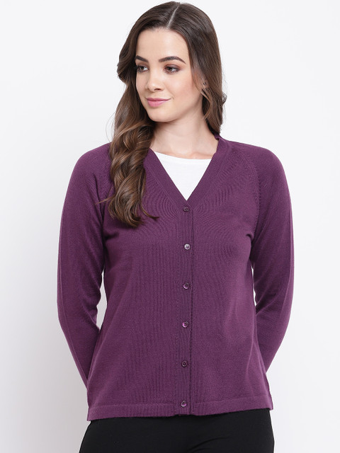 

Monte Carlo Women Purple Solid Woollen Cardigan