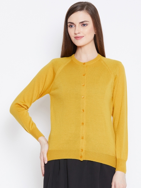 

Monte Carlo Women Mustard Yellow Solid Cardigan