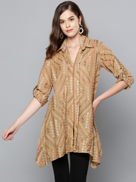

Ritu Kumar Women Beige Embroidered A-line Kurta