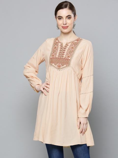 

Ritu Kumar Women Beige Yoke Design A-line Kurta