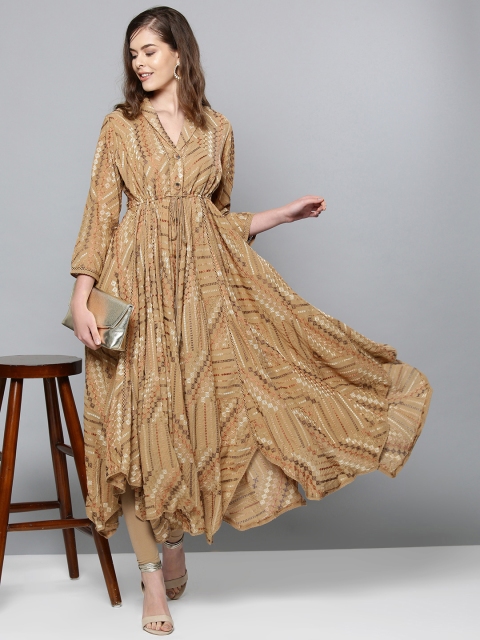 

Ritu Kumar Women Beige Embroidered Anarkali Kurta