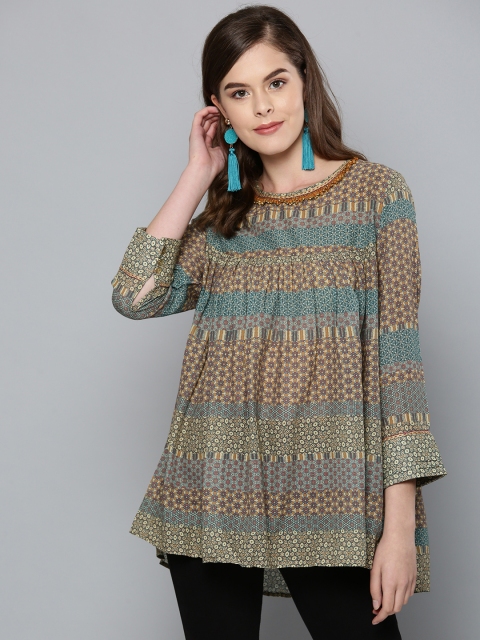 

Ritu Kumar Women Brown & Beige Printed A-Line Kurti