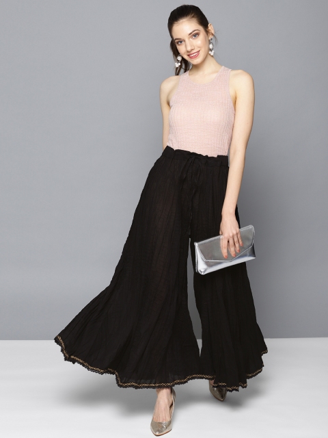 

Ritu Kumar Women Black Solid Flared Palazzos