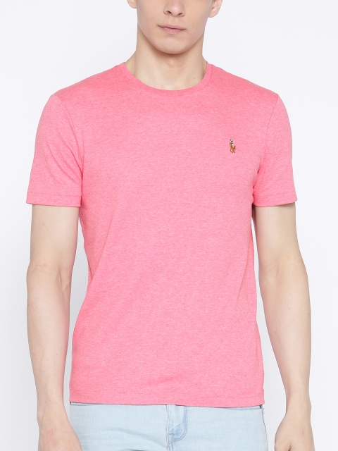 

Polo Ralph Lauren Men Pink Solid Round Neck T-shirt