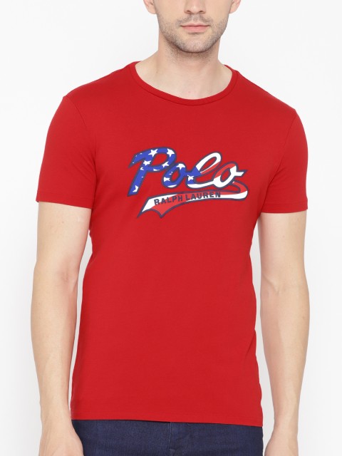 

Polo Ralph Lauren Men Red Custom Slim fit Printed Round Neck T-shirt