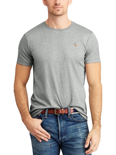

Polo Ralph Lauren Men Grey Melange Solid Slim Fit Round Neck T-shirt