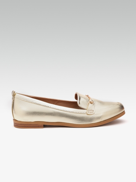 

DOROTHY PERKINS Women Gold-Toned Wide Fit Solid Loafers