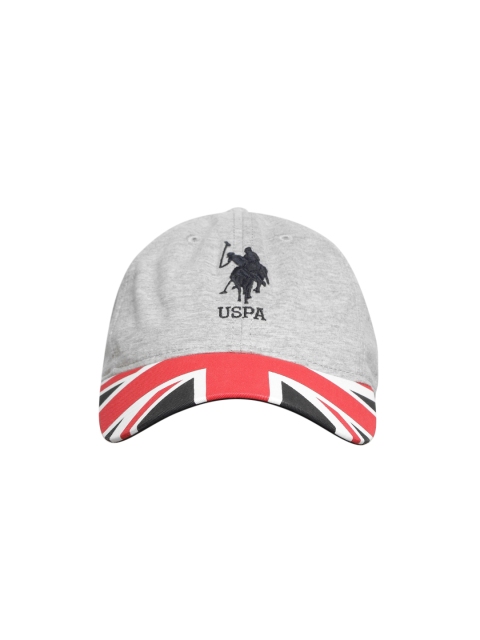 

U.S. Polo Assn. Men Grey Melange & Red Printed Baseball Cap