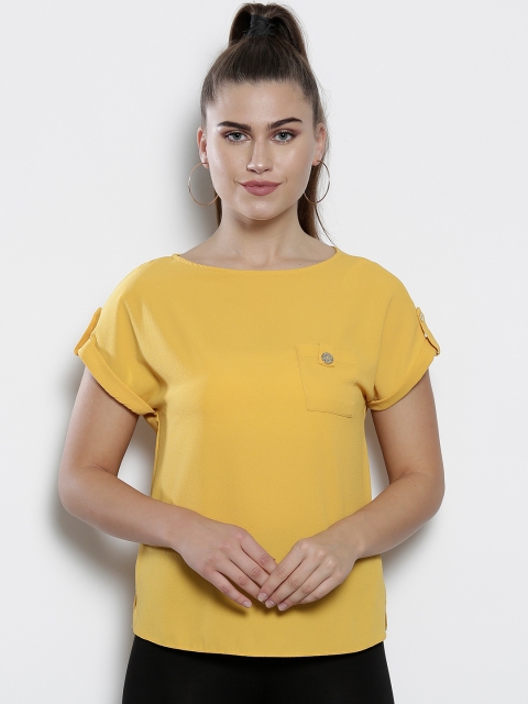 

DOROTHY PERKINS Women Mustard Yellow Solid High-Low Top